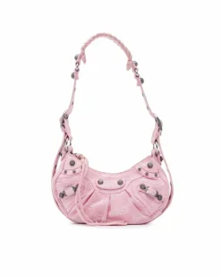 Cross-Body Bags*Balenciaga Preloved Denim Motocross Monogram Le Cagole Crossbody Bag Pink