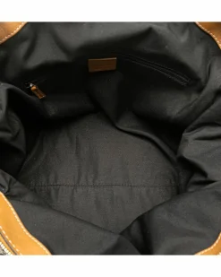 Shoulder Bags*Gucci Preloved Diamante Canvas Satchel with Leather Trim and Detachable Brown