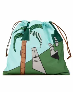 Clutch Bags*LOEWE Preloved Easter Island Drawstring Canvas Clutch Bag Green