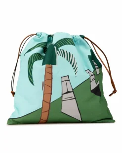 Clutch Bags*LOEWE Preloved Easter Island Drawstring Canvas Clutch Bag Green