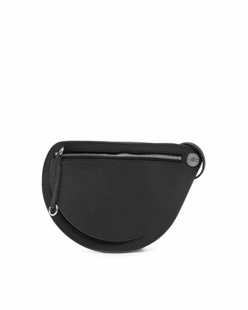 Cross-Body Bags*Hermes Preloved Elegant Leather Crossbody Bag with Adjustable Strap and Zip Black