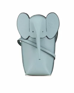 Cross-Body Bags*LOEWE Preloved Elephant Pocket Leather Crossbody Bag with Magnetic Closure Blue