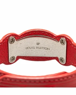 Bracelets*Louis Vuitton Preloved Epi Leather Wrist Strap Bracelet with Silver Tone Hardware Red