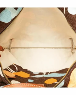Tote Bags*Miu Miu Preloved Floral Print Canvas Tote Bag Brown