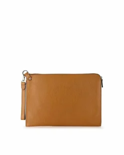 Clutch Bags*Ferragamo Preloved Gancio Leather Clutch Tan Brown