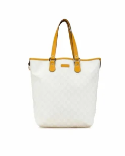 Tote Bags*Gucci Preloved GG Supreme Canvas Tote Bag White
