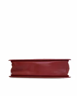 Shoulder Bags*Chanel Preloved Glazed Calfskin Reverso Satchel with Chain Link Shoulder Red