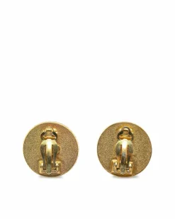 Earrings*Chanel Preloved Plated Acrylic Button Clip-On Earrings Gold