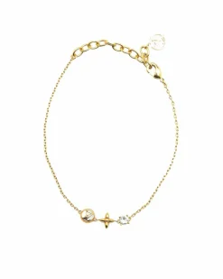 Bracelets*Louis Vuitton Preloved Plated Bracelet with Rhinestone and Lobster Clasp Gold