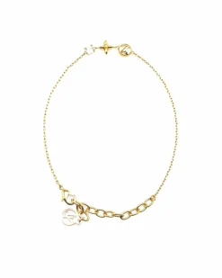 Bracelets*Louis Vuitton Preloved Plated Bracelet with Rhinestone and Lobster Clasp Gold
