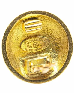 Earrings*Chanel Preloved Plated CC Clip On Earrings Gold