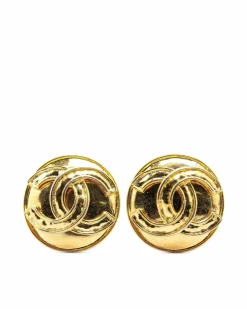 Earrings*Chanel Preloved Plated Clip On Earrings Gold