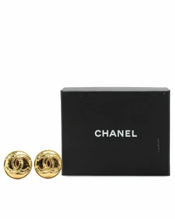 Earrings*Chanel Preloved Plated Clip On Earrings Gold