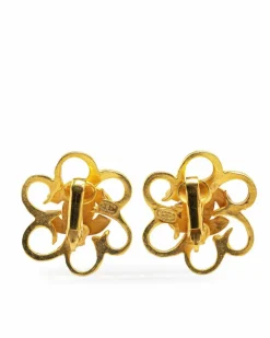 Earrings*Chanel Preloved Plated Clip-On Spinner Earrings Gold
