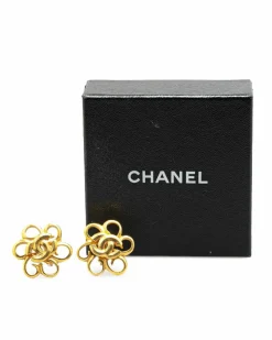 Earrings*Chanel Preloved Plated Clip-On Spinner Earrings Gold