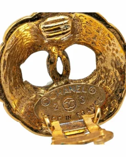 Earrings*Chanel Preloved Plated Clip On Earrings with CC Design Gold