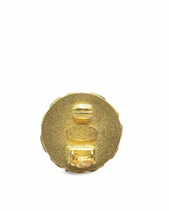 Earrings*Chanel Preloved Plated Clip On Earrings with Resin Detail Gold