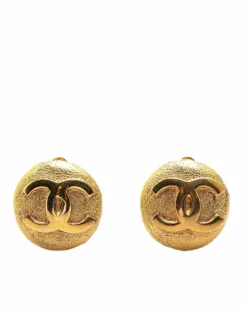 Earrings*Chanel Preloved Plated Clip On Earrings Gold