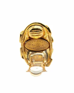 Earrings*Chanel Preloved Plated Clip On Earrings Gold