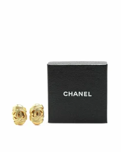 Earrings*Chanel Preloved Plated Clip On Earrings Gold