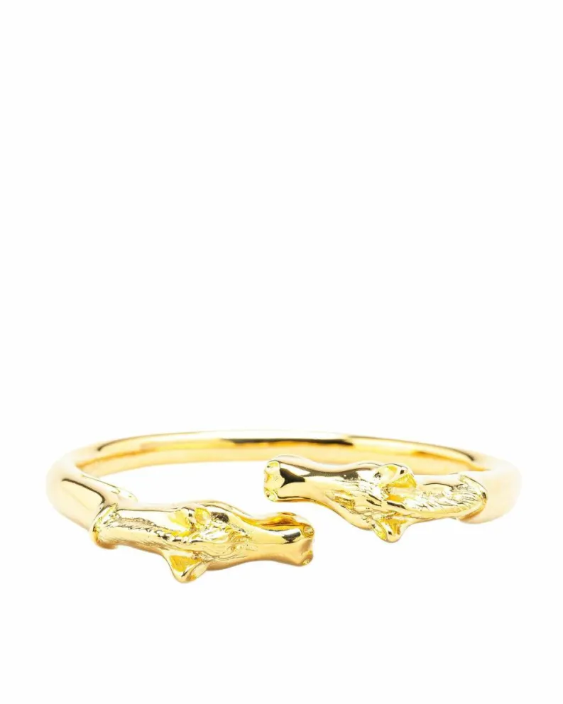 Bracelets*Hermes Preloved Plated Double Horse Head Bracelet Gold