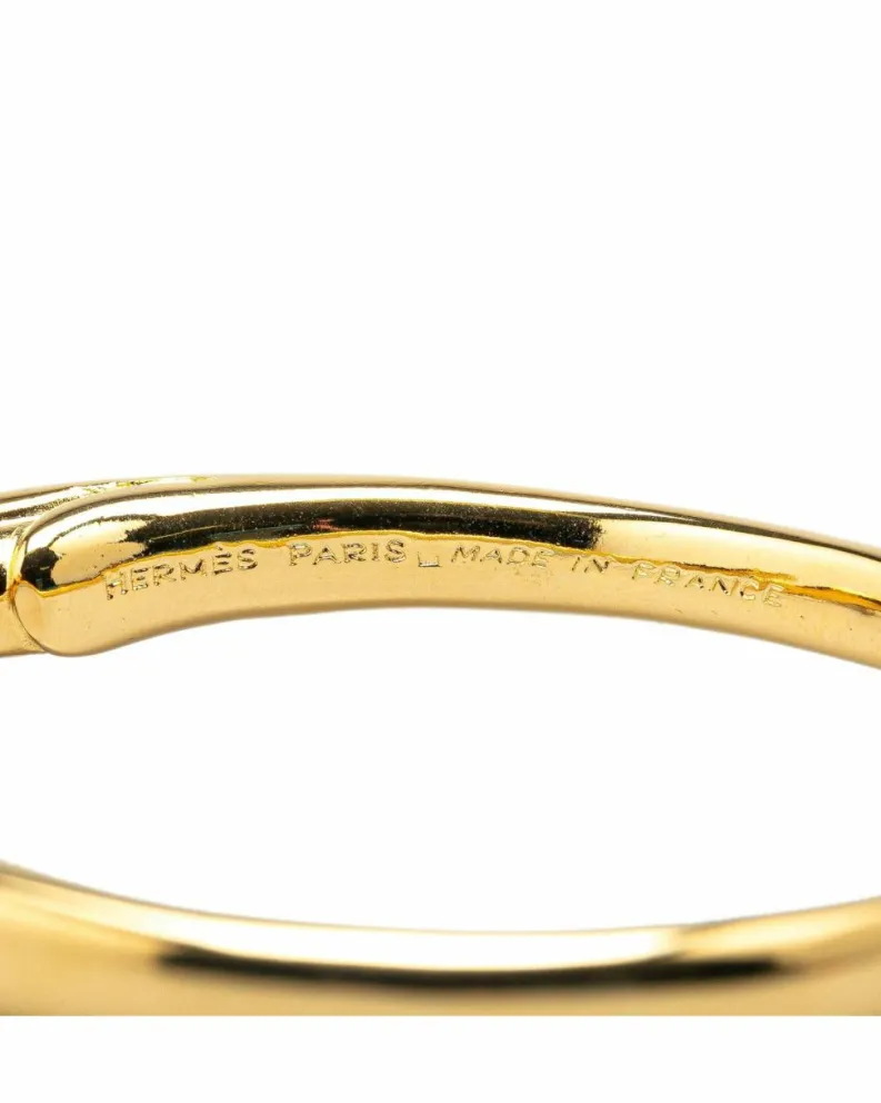 Bracelets*Hermes Preloved Plated Double Horse Head Bracelet Gold