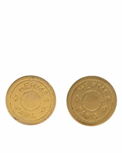 Earrings*Hermes Preloved Plated Engraved Clip-On Earrings Gold