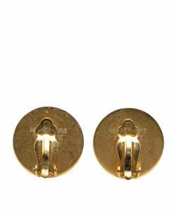 Earrings*Hermes Preloved Plated Engraved Clip-On Earrings Gold
