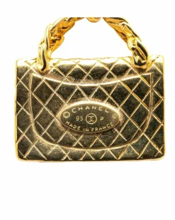 Necklaces*Chanel Preloved Plated Flap Bag Pendant Necklace Gold