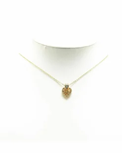 Necklaces*Dior Preloved Plated Heart Pendant Necklace with Rhinestone Details Gold