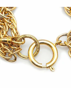 Bracelets*Chanel Preloved Plated Logo Medallion Bracelet Gold
