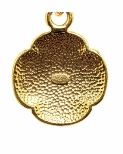 Necklaces*Chanel Preloved Plated Medallion Clover Necklace with Hook Closure Gold