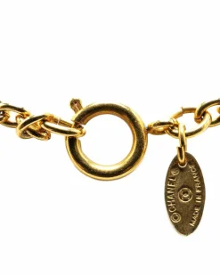Necklaces*Chanel Preloved Plated Pendant Necklace with Spring Ring Closure Gold