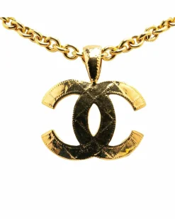 Necklaces*Chanel Preloved Plated Pendant Necklace with Chain and Spring Ring Gold