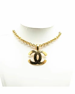 Necklaces*Chanel Preloved Plated Pendant Necklace with Chain and Spring Ring Gold