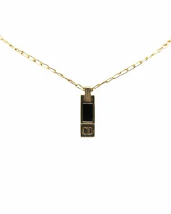 Necklaces*Dior Preloved Plated Pendant Necklace with CD Logo Gold