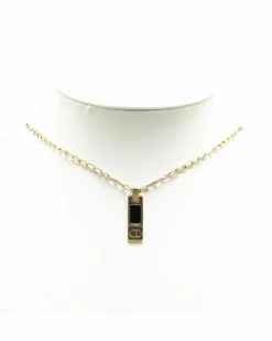 Necklaces*Dior Preloved Plated Pendant Necklace with CD Logo Gold