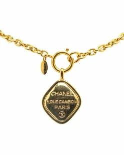 Necklaces*Chanel Preloved Plated Pendant Necklace with Spring Ring Closure Gold
