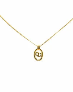 Necklaces*Dior Preloved Plated Pendant Necklace with Spring Ring Closure Gold