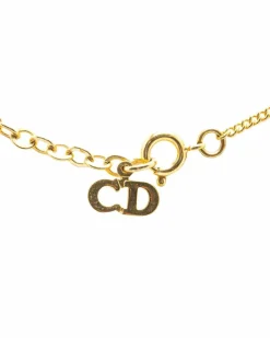 Necklaces*Dior Preloved Plated Pendant Necklace with Spring Ring Closure Gold
