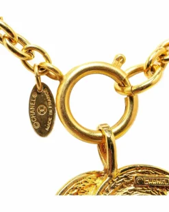 Necklaces*Chanel Preloved Plated Quilted Pendant Necklace Gold
