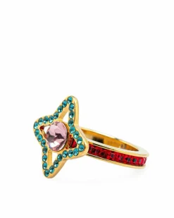 Rings*Louis Vuitton Preloved Plated Rhinestone Berg Eye Candy Ring Gold