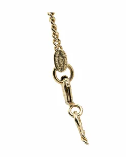 Necklaces*Chanel Preloved Plated Rhinestone Square Pendant Necklace Gold