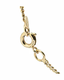 Necklaces*Chanel Preloved Plated Rhinestone Square Pendant Necklace Gold