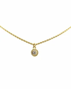 Necklaces*Dior Preloved Plated Rhinestone Pendant Necklace with Spring Ring Gold