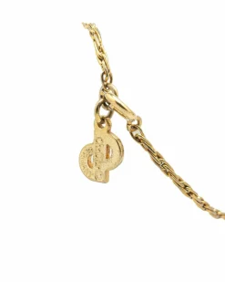 Necklaces*Dior Preloved Plated Rhinestones Padlock Pendant Necklace Gold