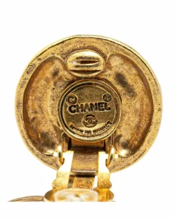 Earrings*Chanel Preloved Plated Rhinestone Clip On Earrings Gold
