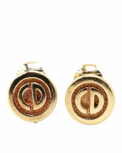 Earrings*Dior Preloved Plated Round Clip On Earrings Gold