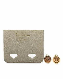 Earrings*Dior Preloved Plated Round Clip On Earrings Gold