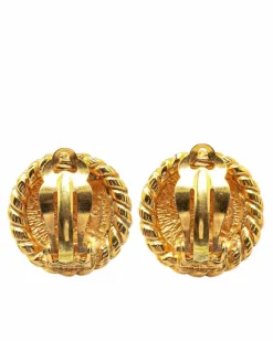 Earrings*Chanel Preloved -Plated Clip-On Earrings Gold
